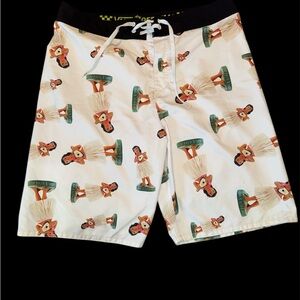 Vans White and Green Hula Print Board Shorts